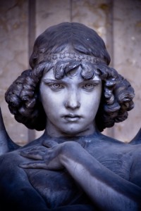 Close up of 'The Angel' by Giulio Monteverde, Giulio Monteverde family grave, Verano Monumental Cemetery, Rome, Italy