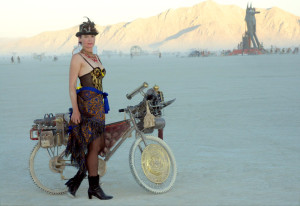 Amber in steampunk garb, Burning Man 2012