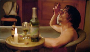 Gratuitous picture of Actor Johnny Depp Drinking  absinthe