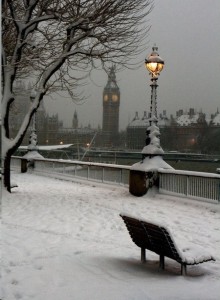 snowy london winter