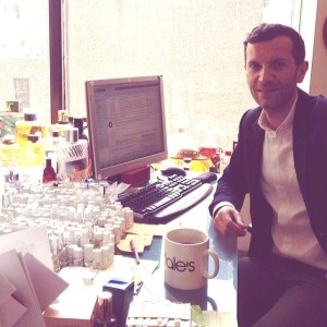 yann vasnier perfumer at his work desk