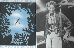 vintage Caron En Avion ad and aviator amelia earhart
