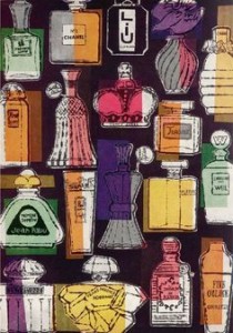andy warhol perfume bottles illustartion for harpers bazaar 1956