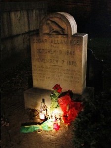 Rose and cognac on Edgar Allen Poe Grave Nevermore by  Frapin