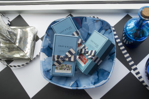 shay and blue perfume and boxes