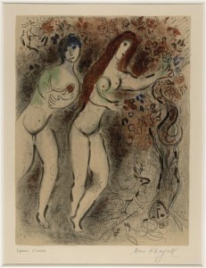 adam and-evewith-the forbidden-fruit-1960 marc chagall