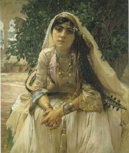 orientalist art jewels Algerian Girl 1888, Frederick Arthur, Bridgman