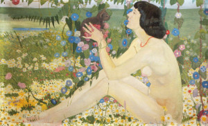Nude in a Landscape with Flowers - Guido Cadorin