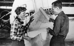 amelia earhart and fred noonan with map