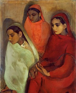 1936 by Amrita Shergil. group of three girls