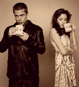 angelina jolie and brad pitt drinking coffeee mr and mrs smith