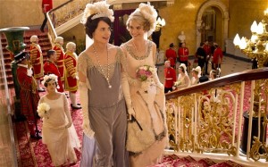 Elizabeth McGovern as Cora, Countess of Grantham and Lily James as Lady Rose