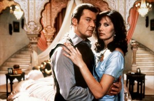 roger moore and maude adams in octopussy 1983