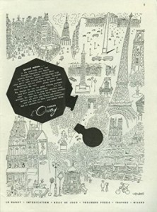 D'Orsay (Perfumes) 1945 Saul Steinberg, Eiffel Tower, Place Vendôme, Notre-Dame De Paris vintage ad