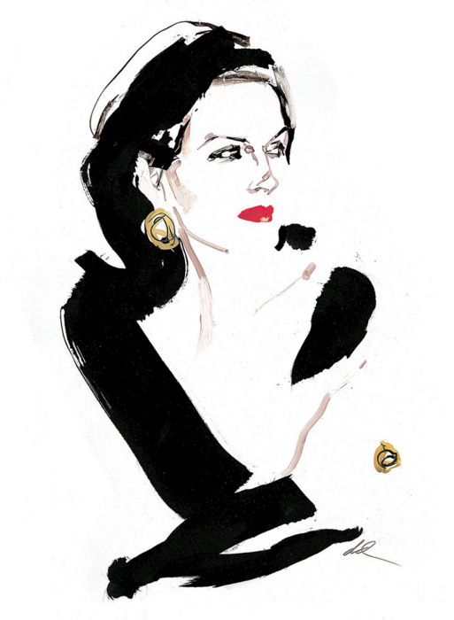 Paloma Picasso Drawing by David Downton, 1999