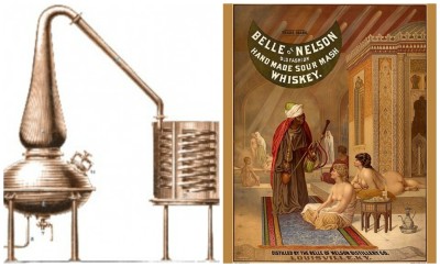 belle of nelson  whiskey distillation vintage ad