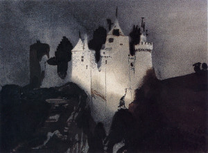 victor hugo Castle Lit up at  night 1856