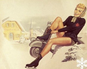 winter pin up girl motorcycle snow