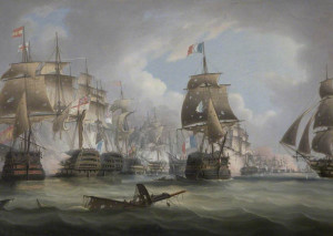 'Battle of Trafalgar, 21 October 1805' by Thomas Buttersworth.