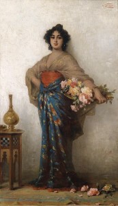 Oriental Beauty with a Rose Basket by artist Nathaniel Sichel (1843-1907