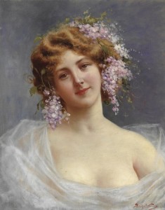 Girl with Lilacs by Achille Beltrame