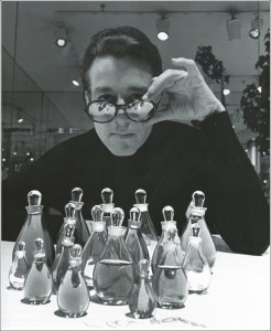 Halston with perfume bottles
