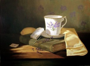 Lavender teacup painting