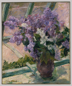 Lilacs in a window Mary Cassatt