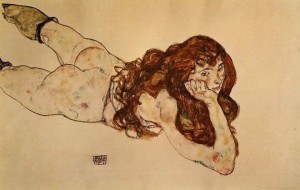 Female-Nude-Lying-on-Her-Stomach egon shiele