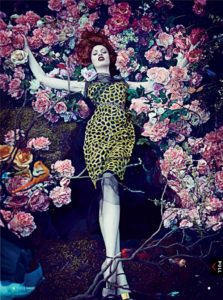 Karen  Elson Featured in  Hothouse Fowers Vogue USA 2013