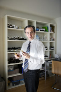Fabio Luisi, conductor at the Opernhaus Zürich, at home in his apartment in Zürich, Switzerland. He also mixes perfumes which are for sale.