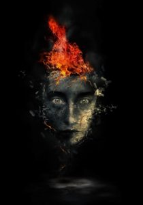surreal fire  face