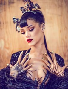 . tattoo Rihanna in Harper's Bazaar China April 2015.