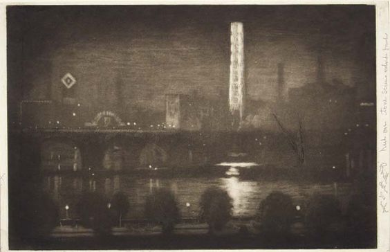 London Night, Whiskey & Tea. By Joseph Pennell. 1909