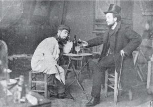 Toulouse Lautrec and Lucien Metivet drinking absinthe circa 1885