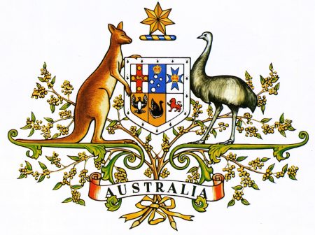 Autrialian coat or arms features mimosa or wattle