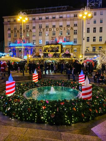 Advent Wreath at Count Jelacic Square in Zagreb, Christmas
