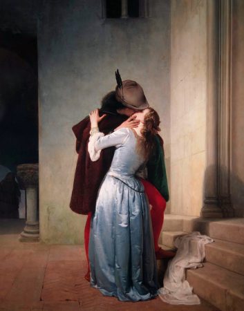 Il Bacio by Francesco hayez depicts a kiss between lovers