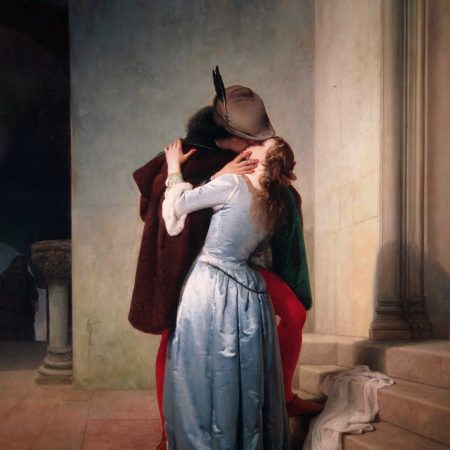 Il Bacio by Francesco hayez depicts a kiss between lovers