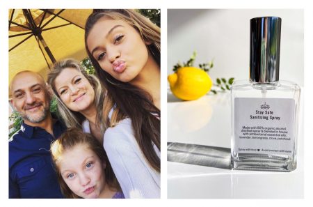 2_Sarah Horowitz-Thran and family with Stay Safe Sanitizing Spray