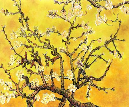 branches of an almond tree in blossom by Vincent Van Gogh