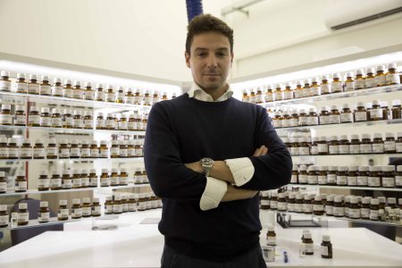 Luca Maffei - perfumer in his lab Italy, Naples by GALLIVANT