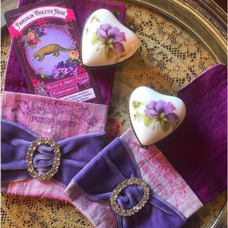 Velvet & Sweet Pea's Purrfumery Pangolin Violette Rose porcelain solid perfume