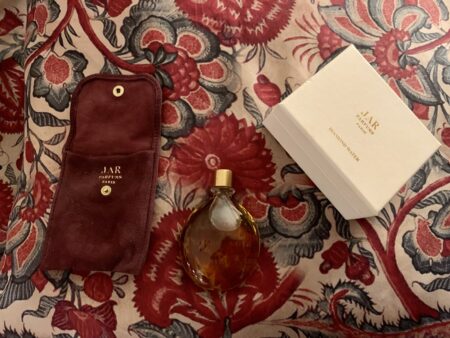JAR Diamond Water suede pouch, box and bottle