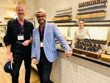Bart Schmidt of Brands with Purpose and Ryan Hunts of Beach Geeza at Le Labo on Elizabeth Street in NYC's Fragrance District