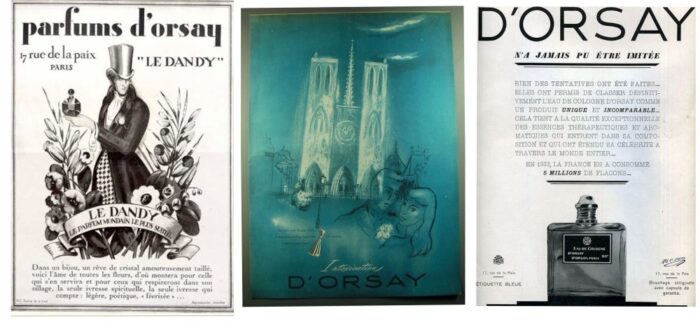 1928 D’Orsay Dandy 1946 Intoxication and 1934 Eau de Cologne ads