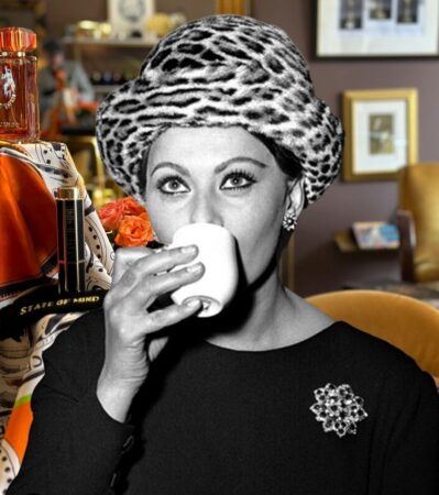 Sophia Loren drinking coffee