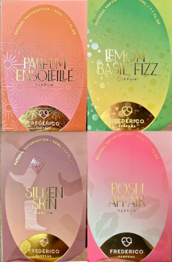 Frederico Parfums Parfum Ensoleillé, Lemon Basil Fizz, Posh Affair and Silken Skin 2023