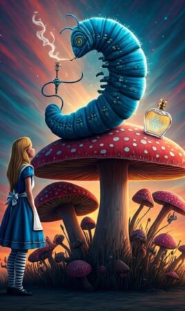 The Blue Caterpillar and Alice in Alice in Wonderland