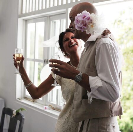 Isabelle Gellé-Marchant and husband Johnny Hamilton,